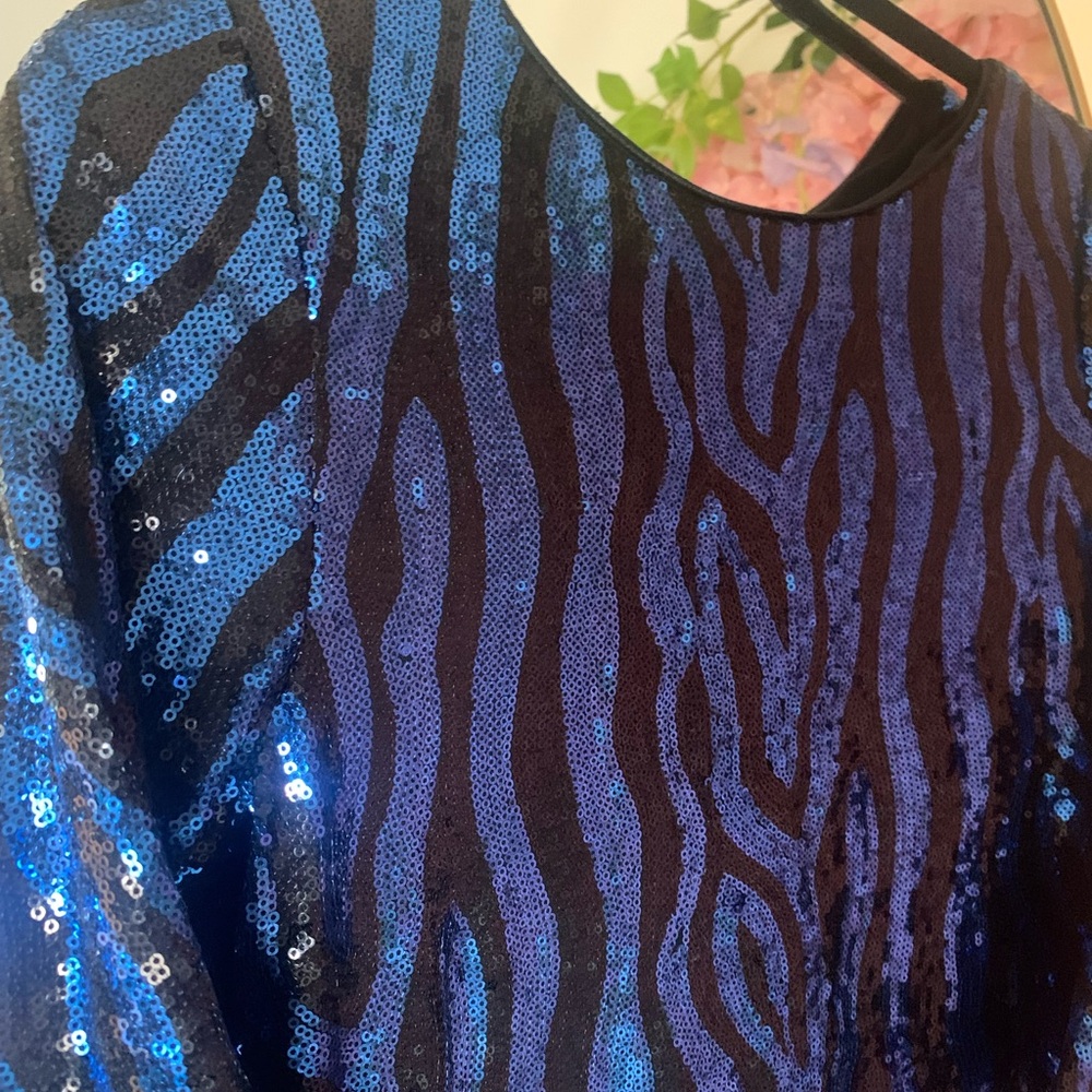 Blue/black sequin party dress